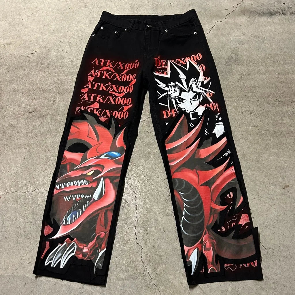 Harajuku Zoro Y2k Baggy Jeans Women Vintage Wide Leg Denim Pants Popular Jeans Streetwear Couples Trouser Men Clothing