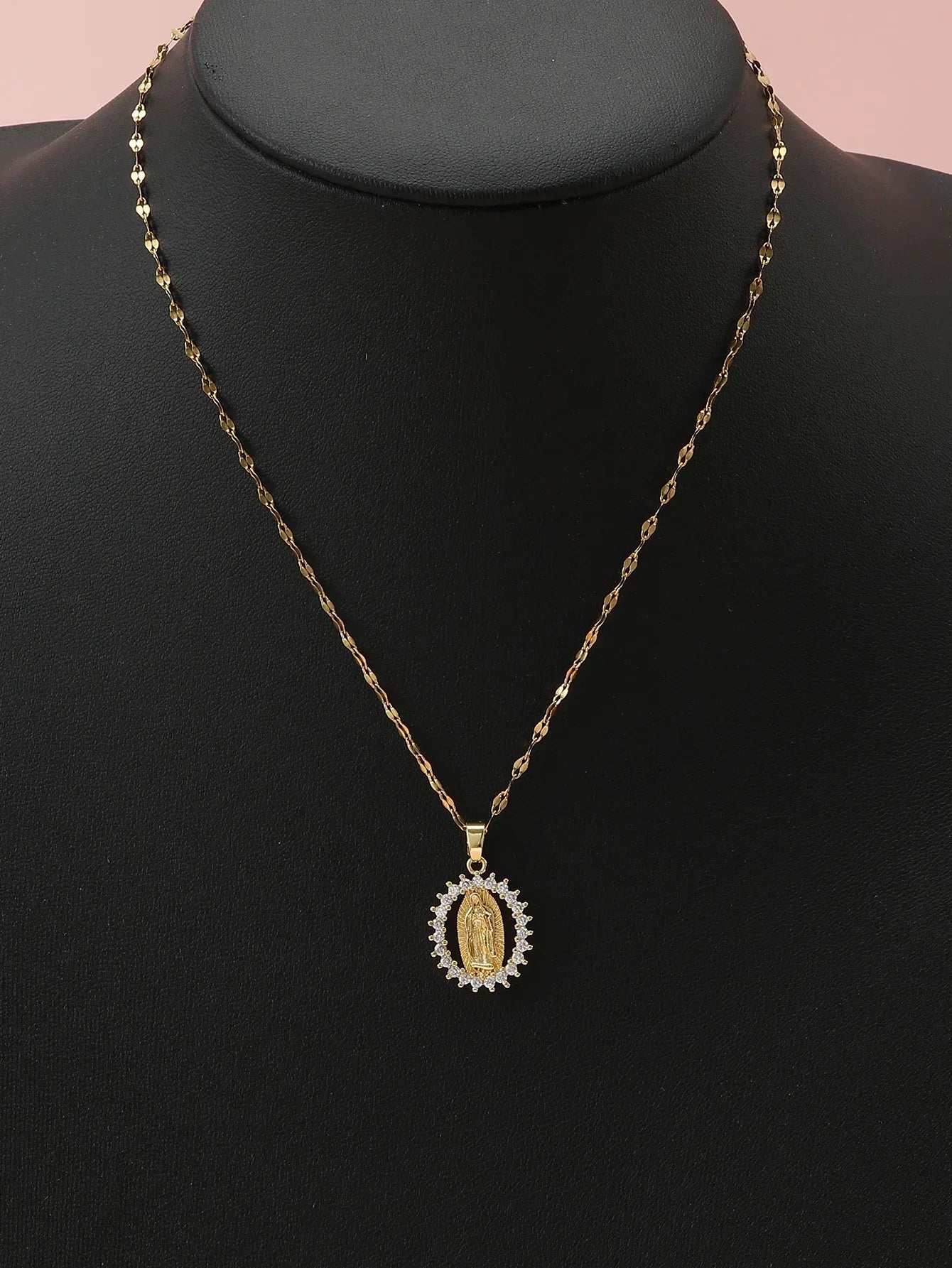 European and American Fashion and Gorgeous Women's All Sky Star Micro Inlaid Colorful Zircon Virgin Mary Hollow Necklace
