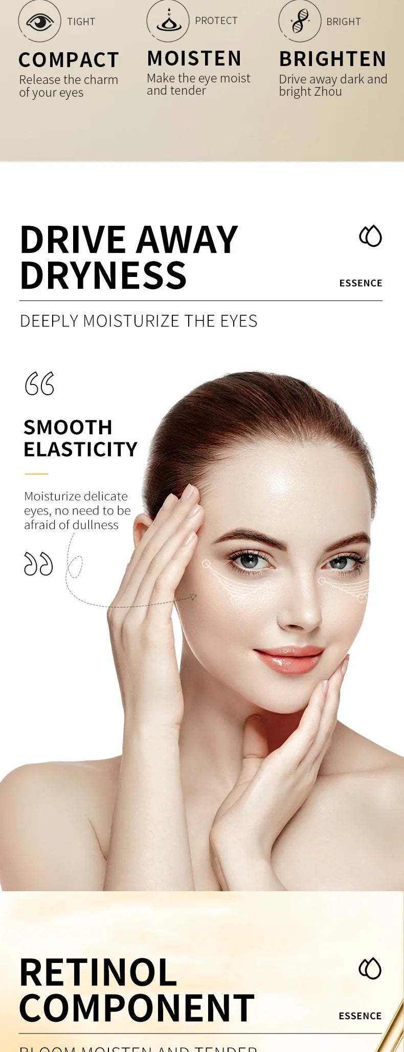 Snail Face Cream + Retinol Eye Serum Massage Roller 2pcs/Lot for Moisturizing Eye Bag Face Cream Skin Care Products