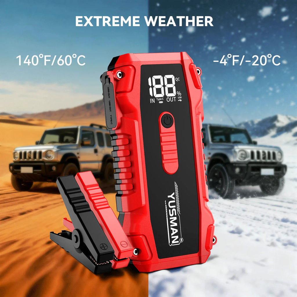 4000A Peak Current, 21800mAh Jump Starter – Supports 12V Vehicle Starting, Portable Power Bank, and Flashlight