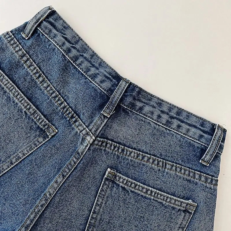 Retro Fashion Rhinestone Denim Shorts Women Pink Summer New A-Line Wide Leg Jeans Ultra Short For Hot Girls Bottoms