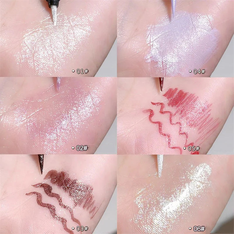 1Pc Glitter Eyeshadow Pen Matte Purple Diamond Eyeliner Pen Waterproof Highlight Brighten Silkworm Makeup Pencil Shiny Eyelids