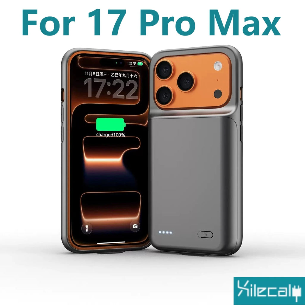 Xilecaly Smart Battery Charger Case For iphone 17 Pro Max Battery Pack Power Bank External Charging Cover For iphone Air 17Air