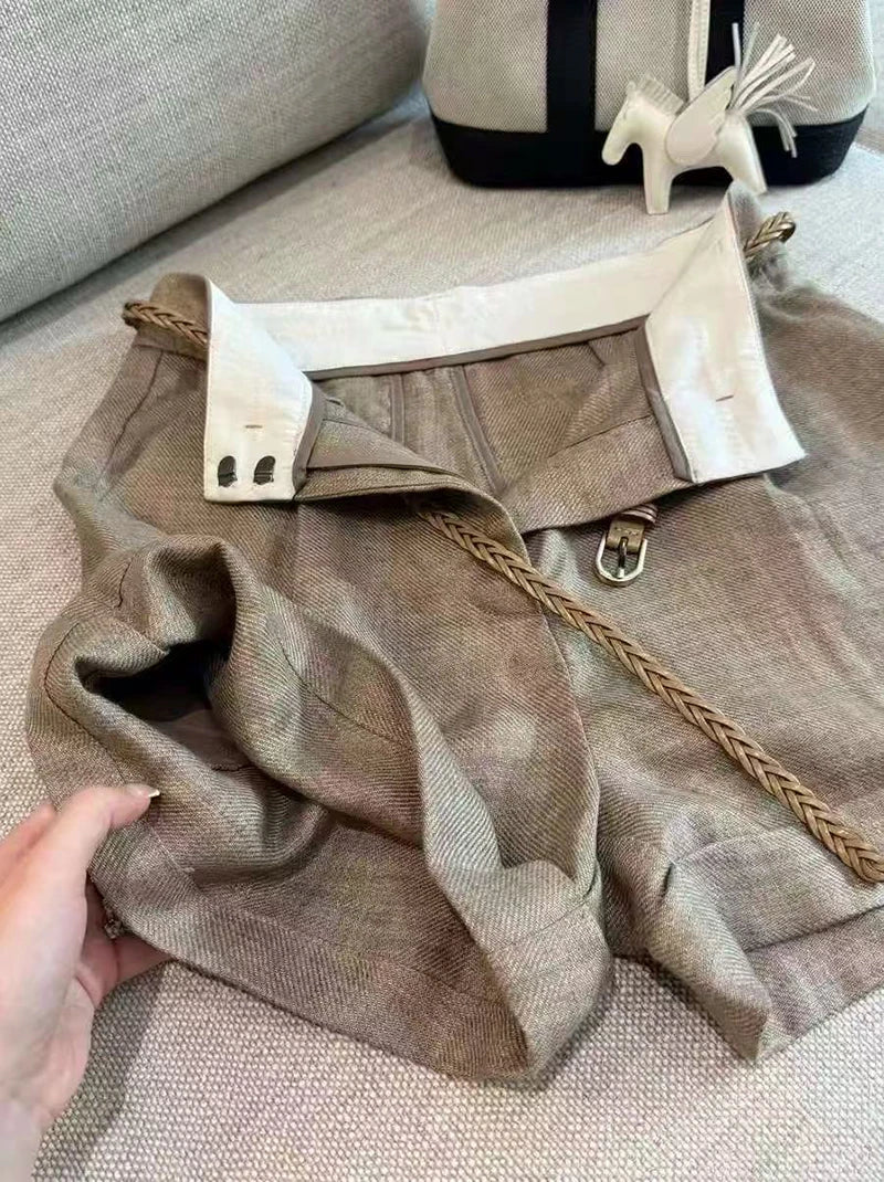 High Waist A-Line Linen Shorts for Women Summer Loose Casual Wide Leg Shorts Fashion All Match Home Comfortable Shorts New