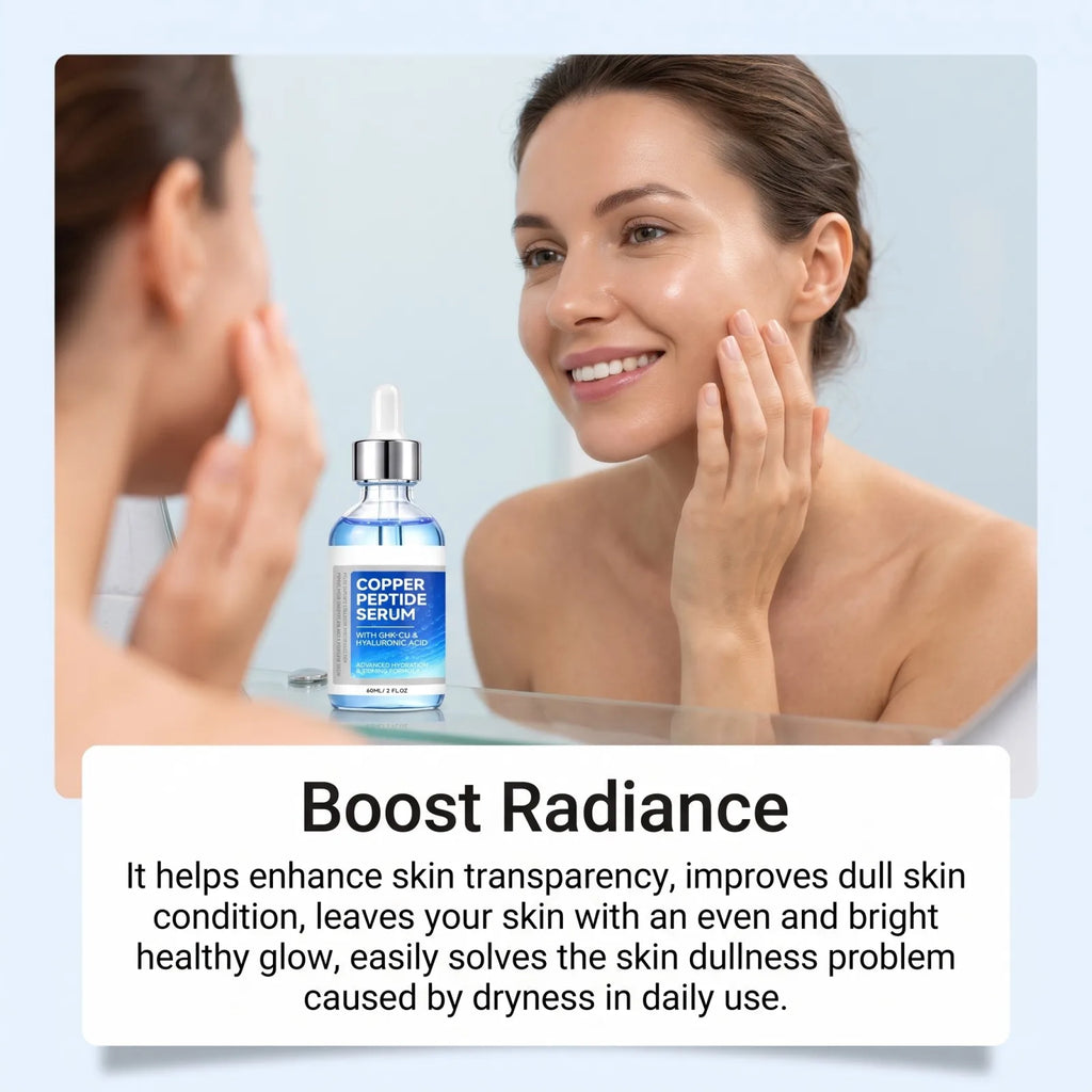 Copper Peptide Face Serum with Hyaluronic Acid & Niacinamide, GHK-Cu Hydrating Serum for Firm, Smooth & Glowing Skin 60ml
