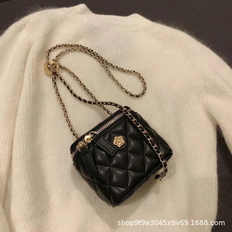 2026 New Secret Garden Camellia Pattern Quilted Chain Box Bag Mini Ladies Single Shoulder Crossbody Bag