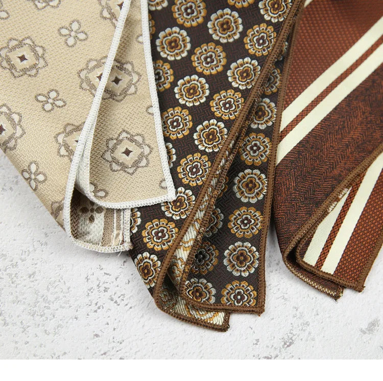 Maillard Men's Suit Pocket Towel Dress Chest Towel Retro Suit Coffee Pattern Small Square Scarf Wedding Fashion 22*22cm