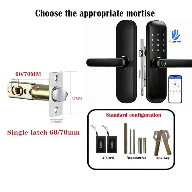TTLock / Tuya WiFi Smart Fingerprint Door Lock Biometric Digital Lock with RFID Card Password for Hotel Home