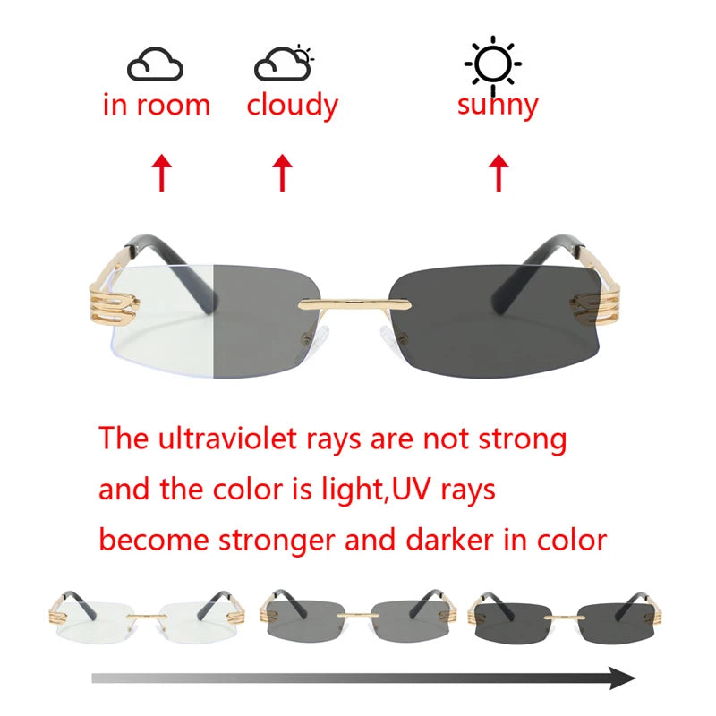 Photochromism Fashion Sunglasses Men Women Outdoor Driving Square Sun Glasses Square Sun Glasses Anti-UV Eyewear