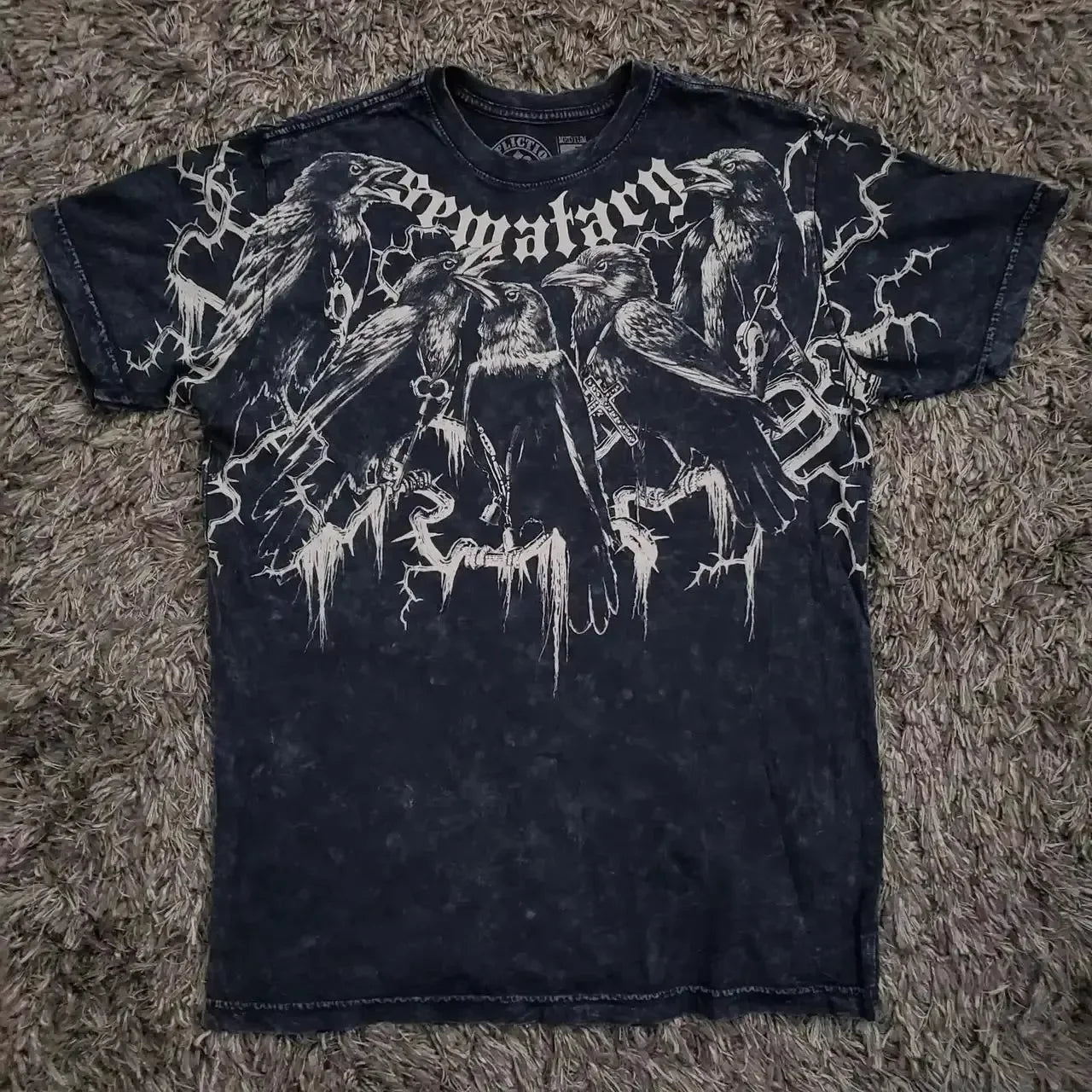 Affliction New Men Polo shirt Skull Graphic Harajuku Round Neck Oversized T Shirt Short Sleeve Tops Gothic Clothing Street Wear