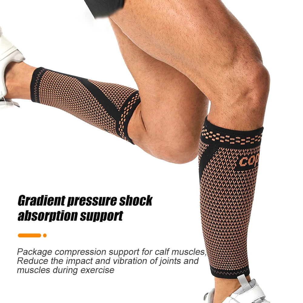 1PCS Copper Calf Compression Sleeves for Men & Women, Sports Compression Leg Sleeves for Shin Splints & Running Recovery