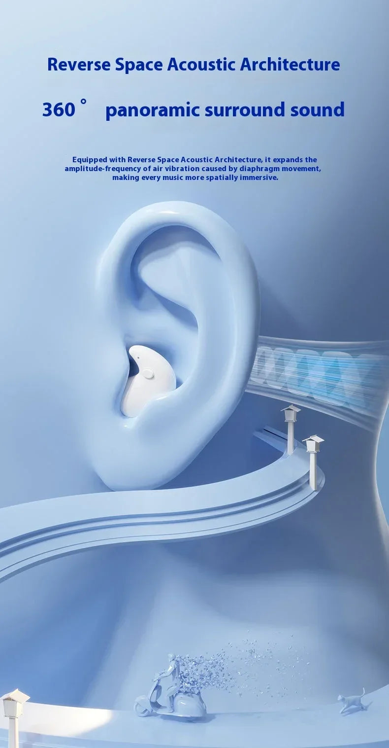 Lenovo Bluetooth Wireless Earphones Small Earbuds Sleeping Sport Invisible Headphones Bass Sound Quality Headset Sliding Cover