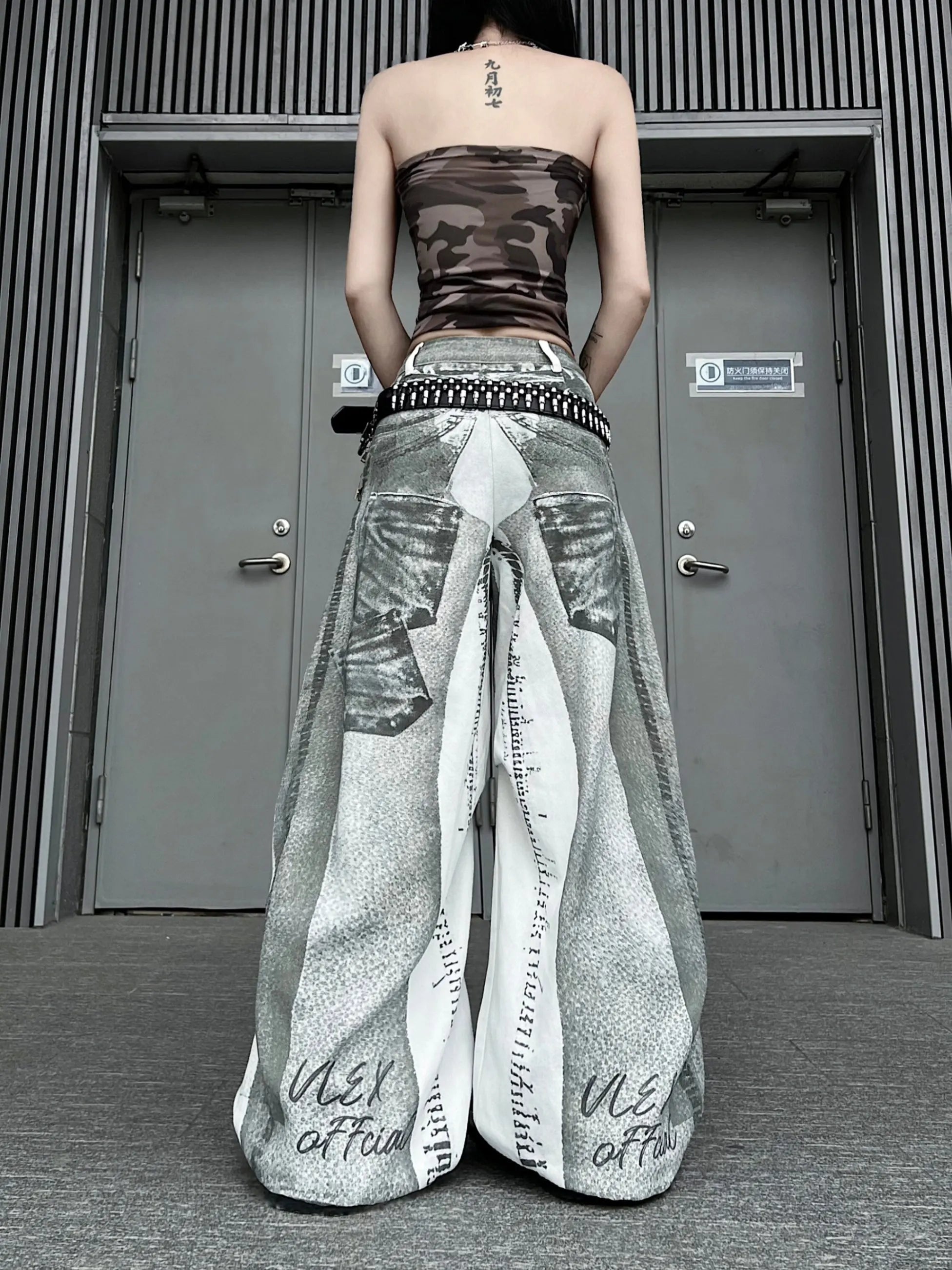 2026 Women's Wide Leg Jeans Casual Cotton Denim Print High Waist Loose Fit Trousers Y2K Vintage Light Wash Street Style