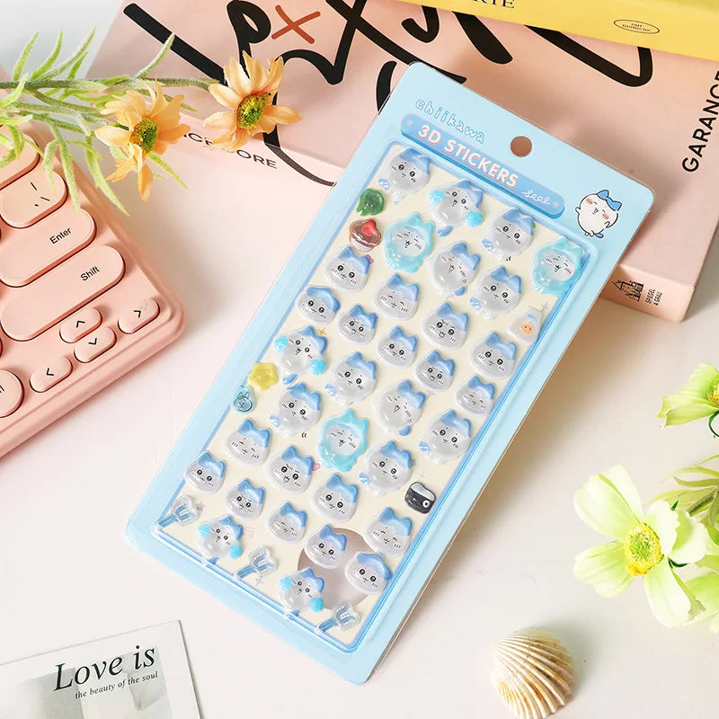 Chiikawa 3D Cute Crystal Stickers Usagi Phone Case Decoration Nail DIY Decorative Stickers for Notebook Laptop Waterproof