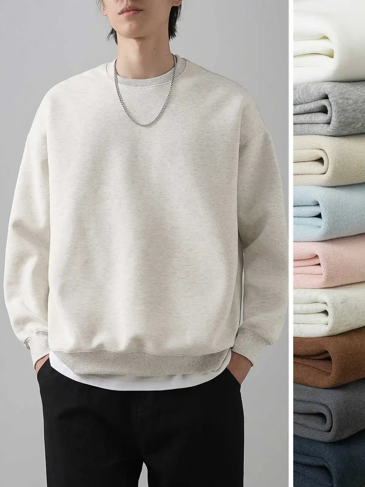 DUKEEN 460G Heavyweight Men's Sweatshirts 2025 Autumn Round-Neck Long Sleeve Solid Color Sport Pullover 11 Color Choose