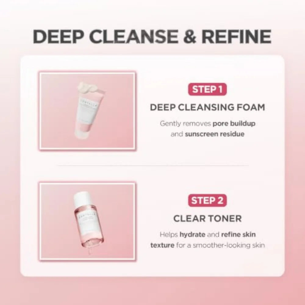 SKIN1004 Korean Skincare Centella Poremizing Travel Kit Sensitive Skin Soothing And Pore Care Set Cleanser Toner Ampoule Cream