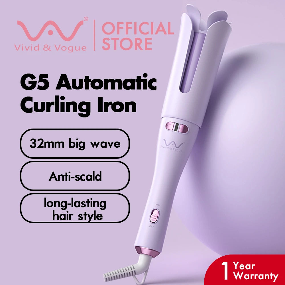 Vivid & Vogue G5 Anti-Scald Ceramic Automatic Hair Curler 32mm Hair Curling Hair Curly Iron Hair Straightener   Portable curling