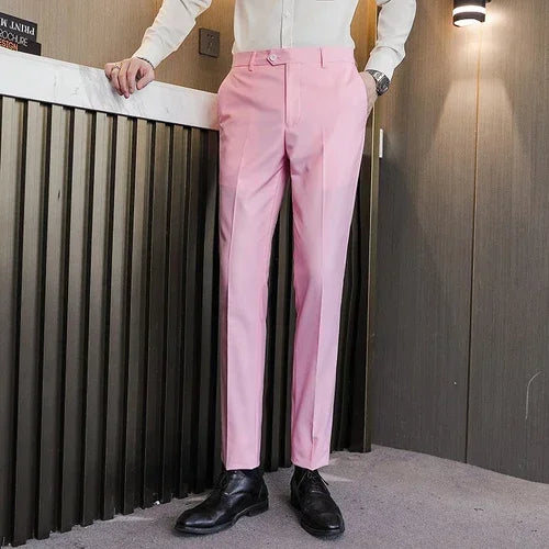 Royal Blue Men Suit Pants, Business Office Trousers, White Black Red Pantalones Hombre Wedding Party Dress Pant, Asian Size