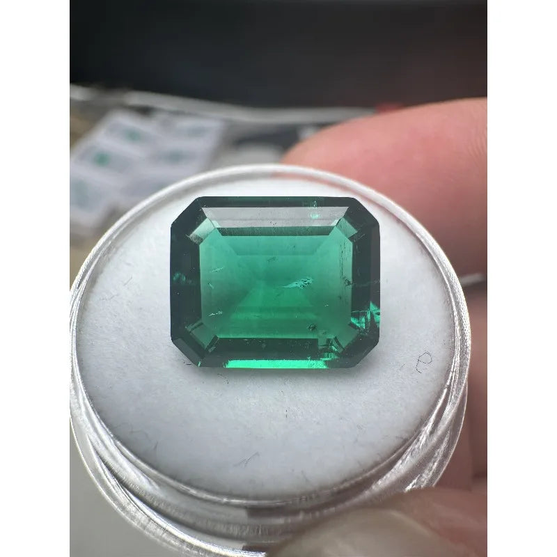 Top Lab Grown Zambia Emeralds Hydrothermal Emerald Hand Cut with Cracks Inclusions Inside Selectable  Certificate