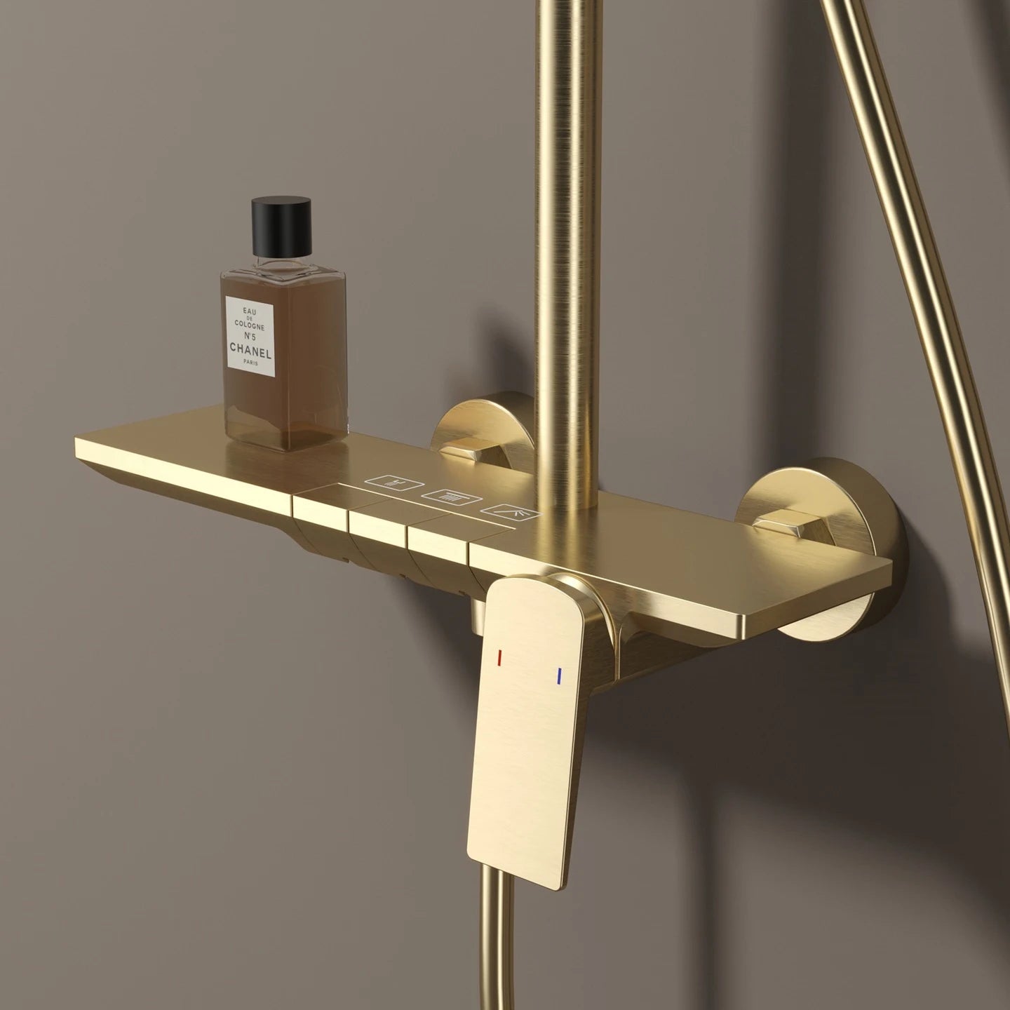 Hot Cold Piano Bathroom Shower System Set Brushed Rose Gold Waterfall Bathroom Faucet Rainfall Piano Bathroom Shower Set