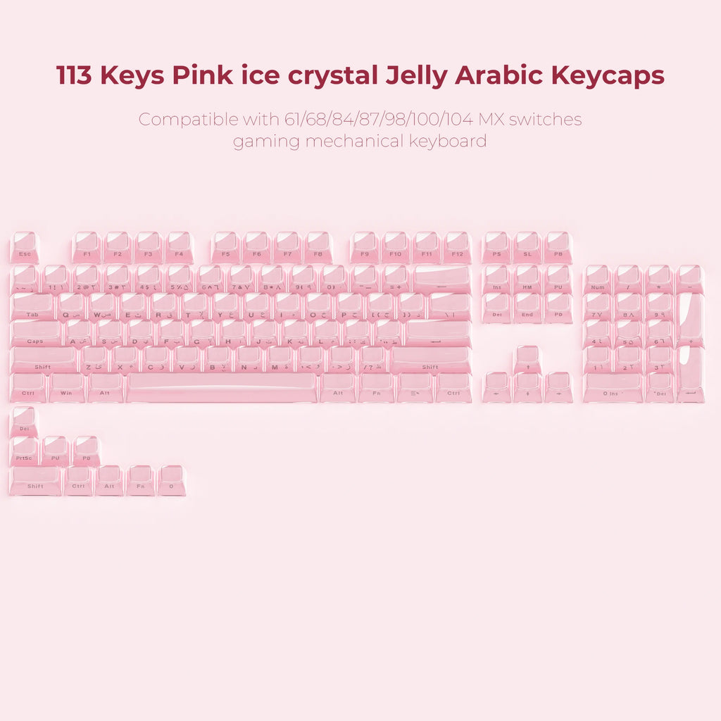 XVX Jelly Crystal Keycaps Side Print Pink/Blue 113keys Double Shote DIY Mechanical Keyboard OEM Profile Translucent Keycaps