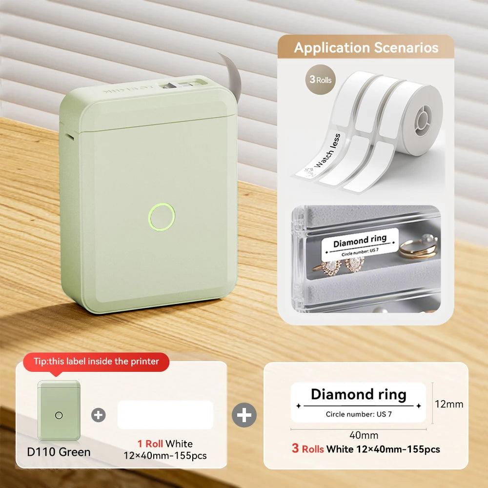 Niimbot D110 Mini Thermal Label Printer Wireless Adhesive Sticker Maker DIY Name Tag Inkless Labeling Machine for Phone