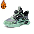 Children Sports Shoes Winter Plush Outdoor Warm Soft Comfort Boy Running Shoes Fashion Rotary Buckle Anti Slip Kids Tennis Shoes