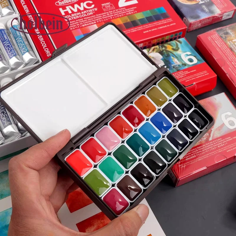 Holbein Artists' Watercolor Granulating Colors 24 Colors 0.5ml 1ml Acuarela Professional Pigments Art Supplies