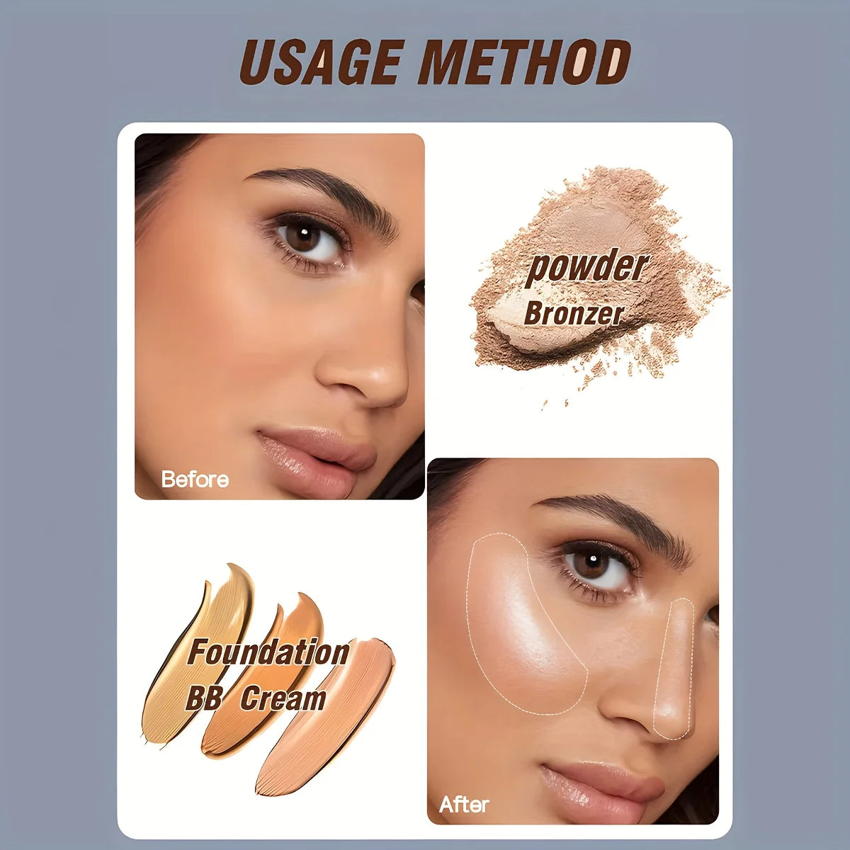 1 Basic Foundation Make-Up Brush Flat Top Brush, Contour Brush, Bevel Powder Blusher Brush, Professional Makeup Brush