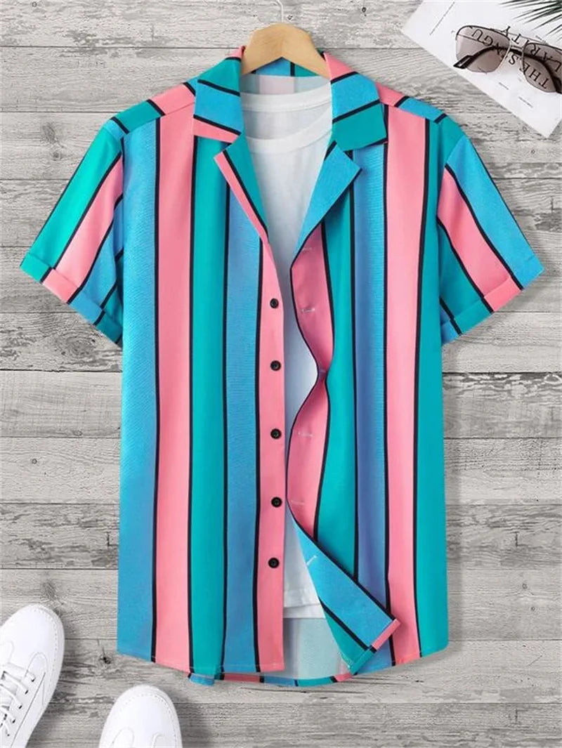 Men's Abstract Art Cuba Collar Shirts Hawaiian Loose Breathable Beach Wear Men's Outdoor Street Fashion Shirt Summer Men's Top