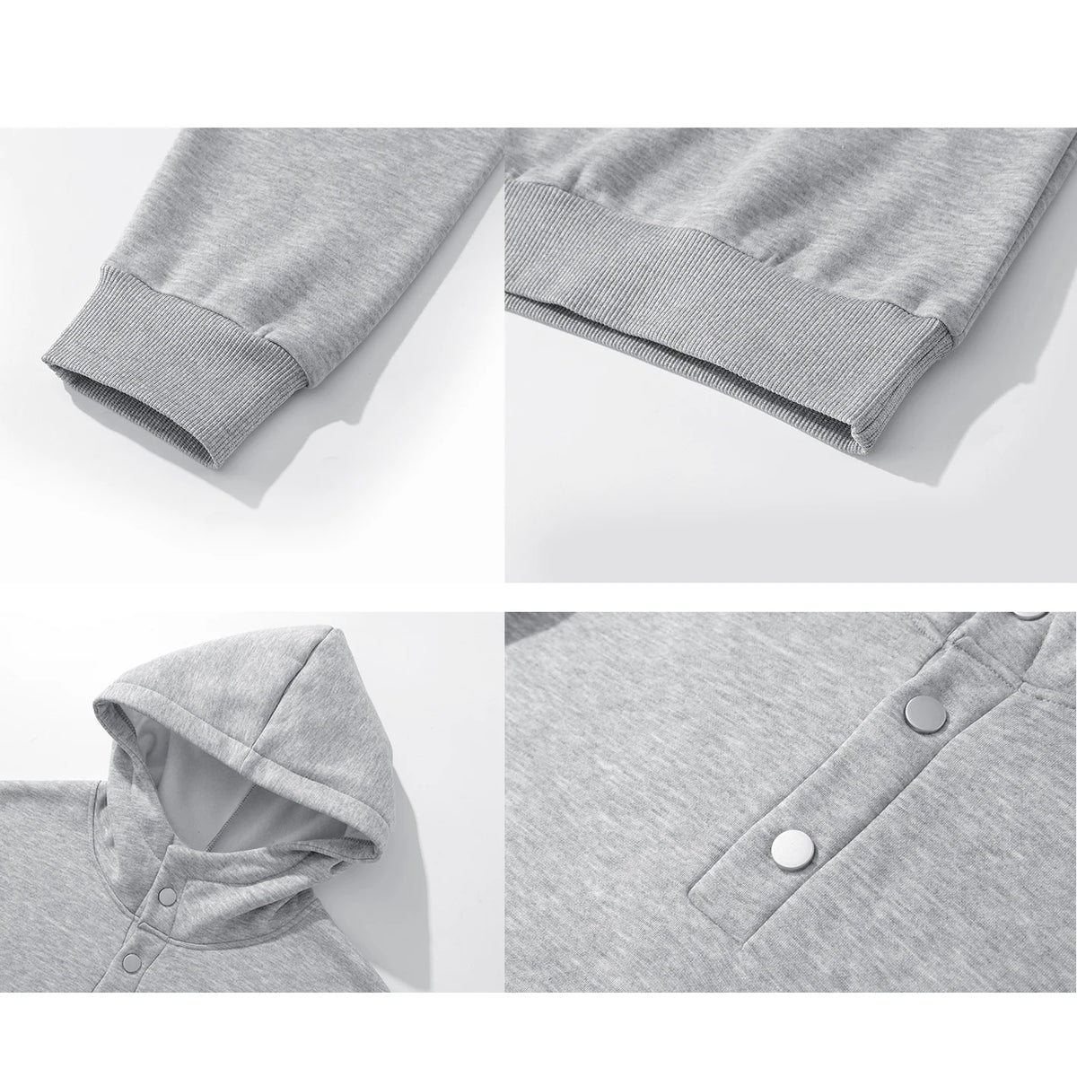 Men Fleece Lined Tracksuit 2‑Piece Set Henley Button Hoodie Sweatshirt Wide Leg Sweatpants Casual Warm Outfit 3 Colors Available