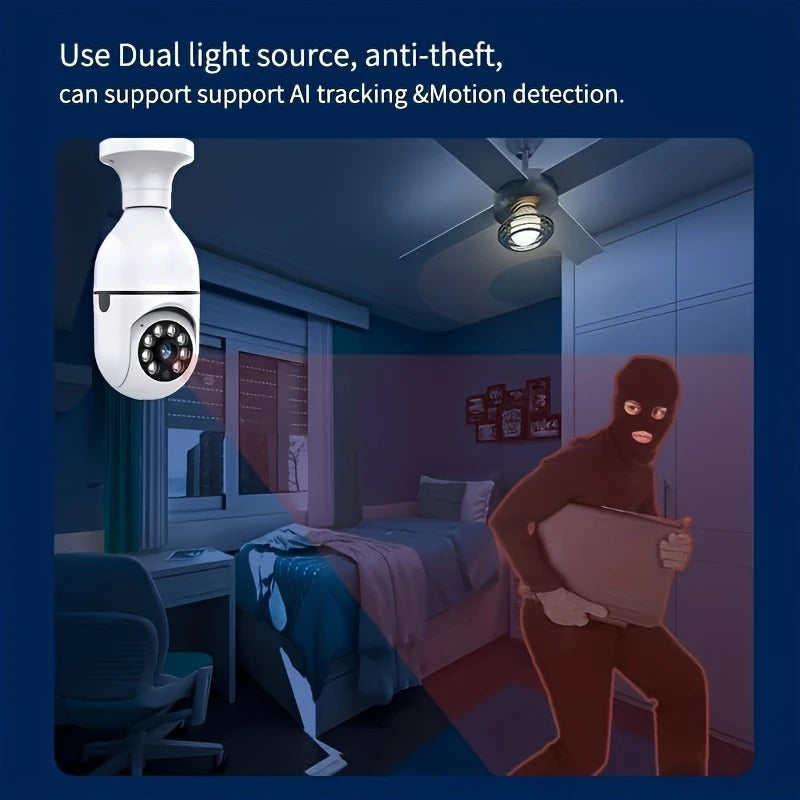 Ease Life App 5G/2.4G WiFi,4MP,IP54,E27 Light Bulb Security Camera Indoor Outdoor Wireless  Color Night Vision Motion Detection