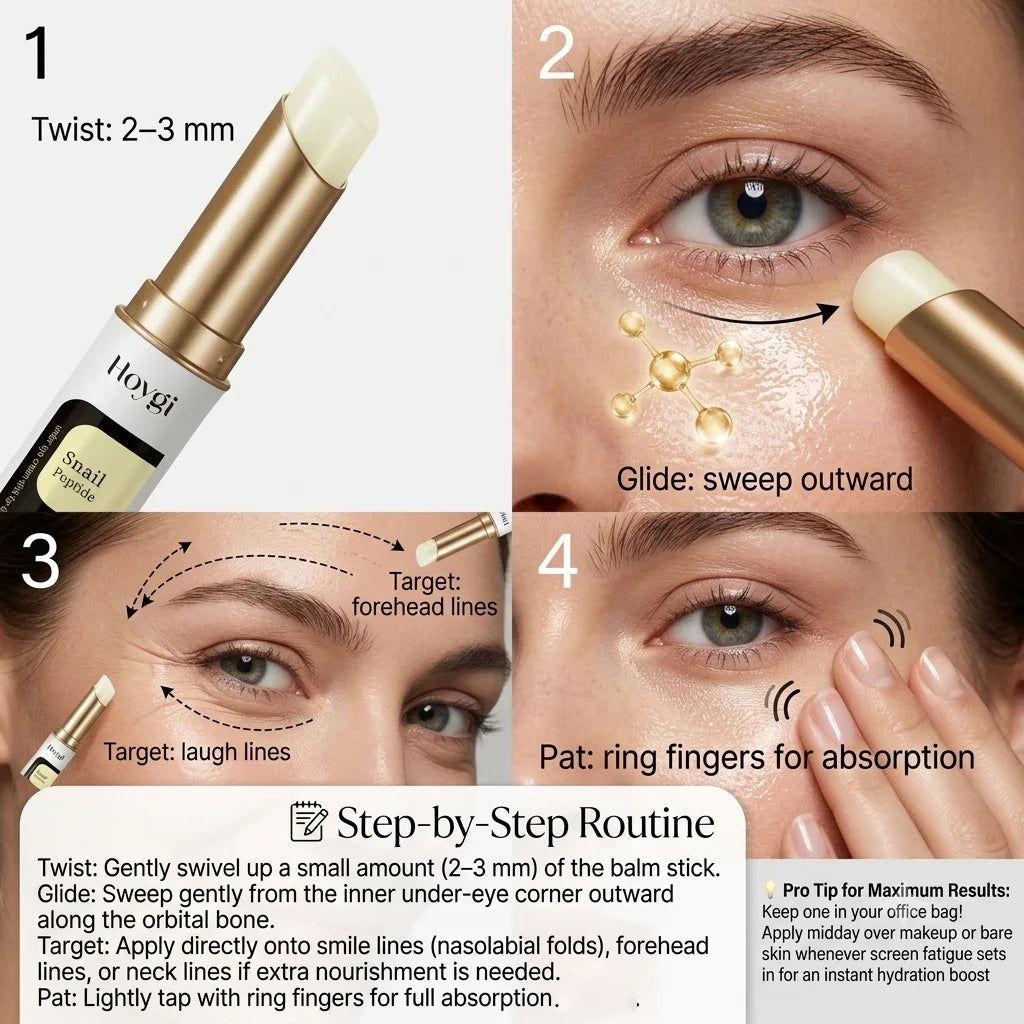 Snail Eye Cream Stick Collagen Fade Fine Lines Wrinkle Lightening Dark Circles Firming Eye Bags Puffiness Moisturizing Eye Cream