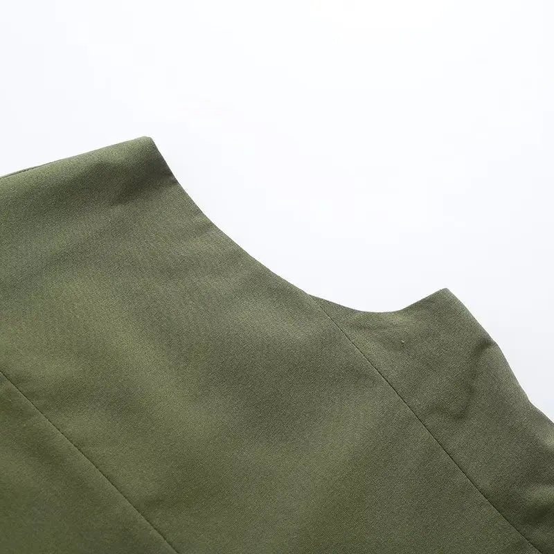 Retro Linen Office Lady Women Suits V Neck Vest Blazer Commuter Wide Leg Shorts Fashion 2024 Summer Vintage 2 Piece work clothes