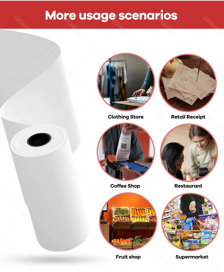 80mm Width Non-Adhesive Thermal Printer Paper for Pos Receipt Maker Black on White Printing 3 Rolls Suitable Notes List Photo
