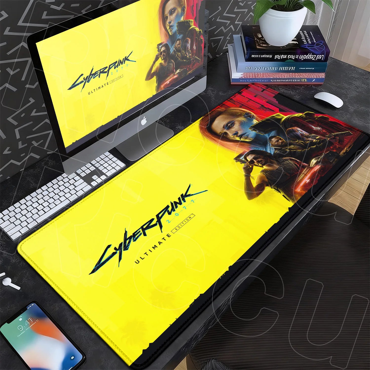 Black Gaming Mousepad XXL Rubber Non-slip Office Deskmat Anime Girl Playmat C-Cyberpunks Style Lock Edge PC Keyboard Accessories