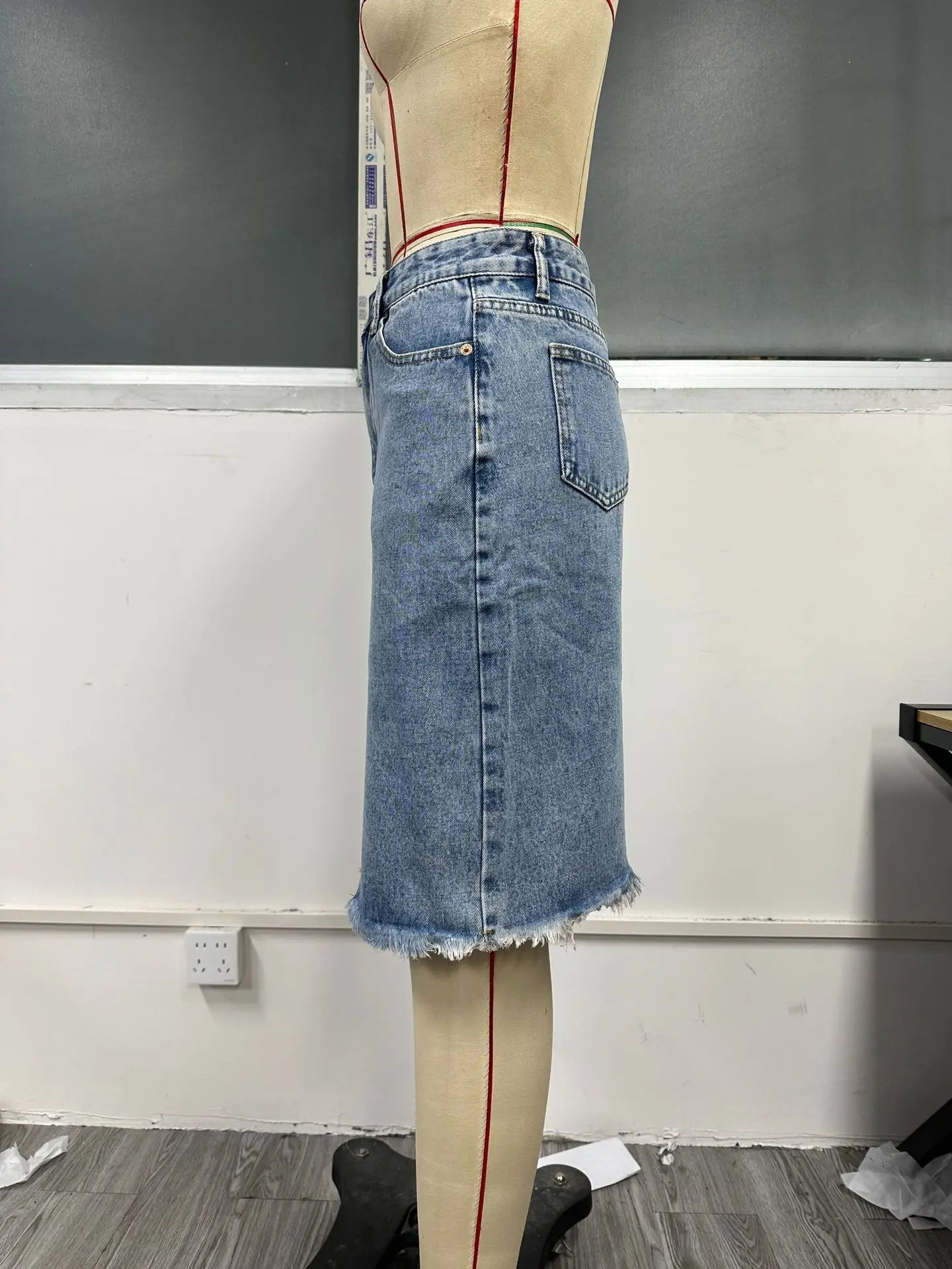 Fashion Midi Cotton Denim Skirt Women 2024 Casual Slim High Waist Asymmetrical Blue Jean Skirts Y2k Faldas Elegant