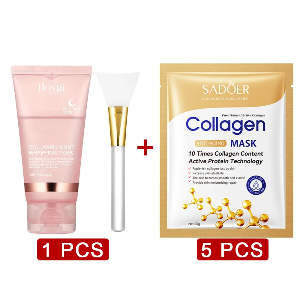 75ml Collagen Peel-off Mask, Night Wrapping Facial Mud Firming Mask Daily Face Skincare Deep Cleaning Skin-Peeling Off Covers