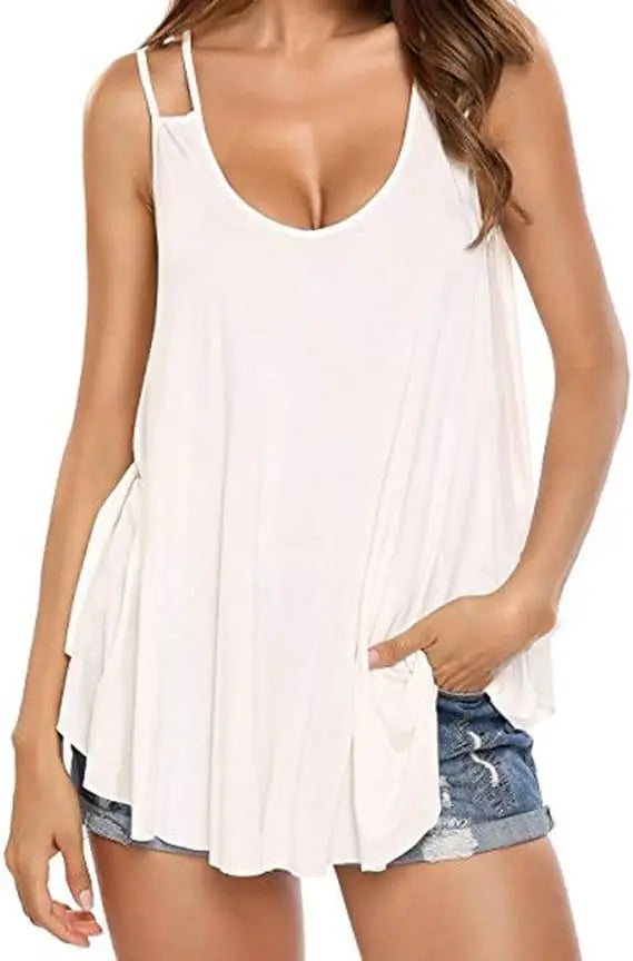 Plus Size 2024 Solid color halter top halter top  backless vest