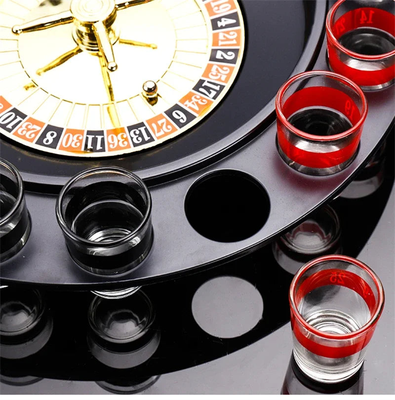 16 Glasses Transparent Glass Wine Cup Game Bar Drinking Game Whiskey Cocktail Bar Party Game Push Turntable Drinking Accessories