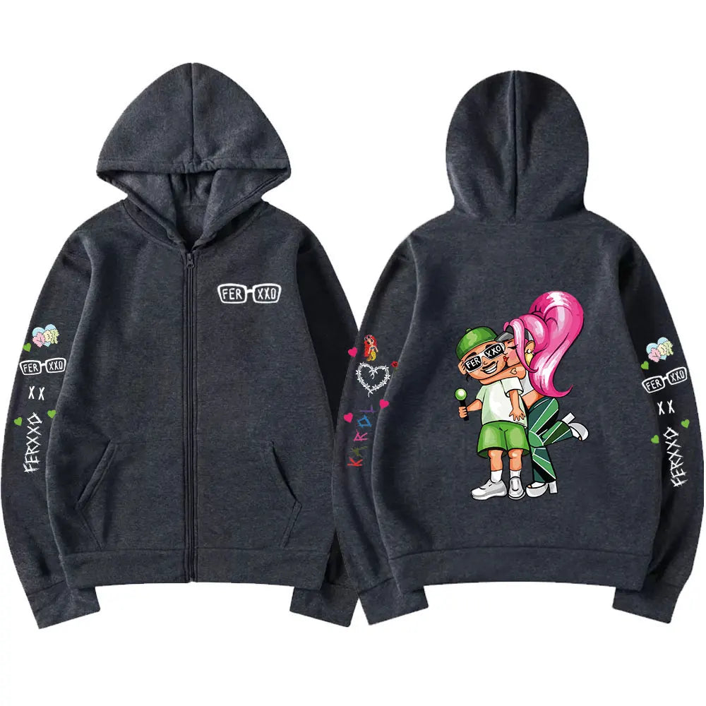 Singer Karol G Bichota Feid Ferxxo Zipper Hoodies Men's Women Clothing Hip Hop Zip Up Sweatshirts Oversized Pullovers Streetwear