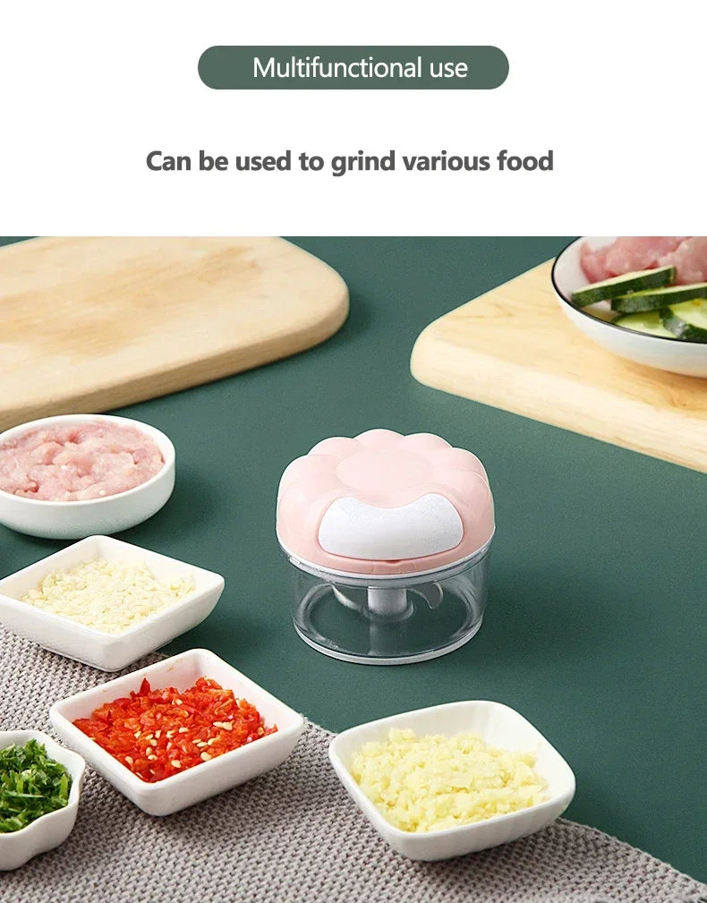 Manual Garlic Mincer Stainless Steel Blade and Hand Drawstring Food Vegetable Cutting Machine Meat Grinder Kitchen Gadgets
