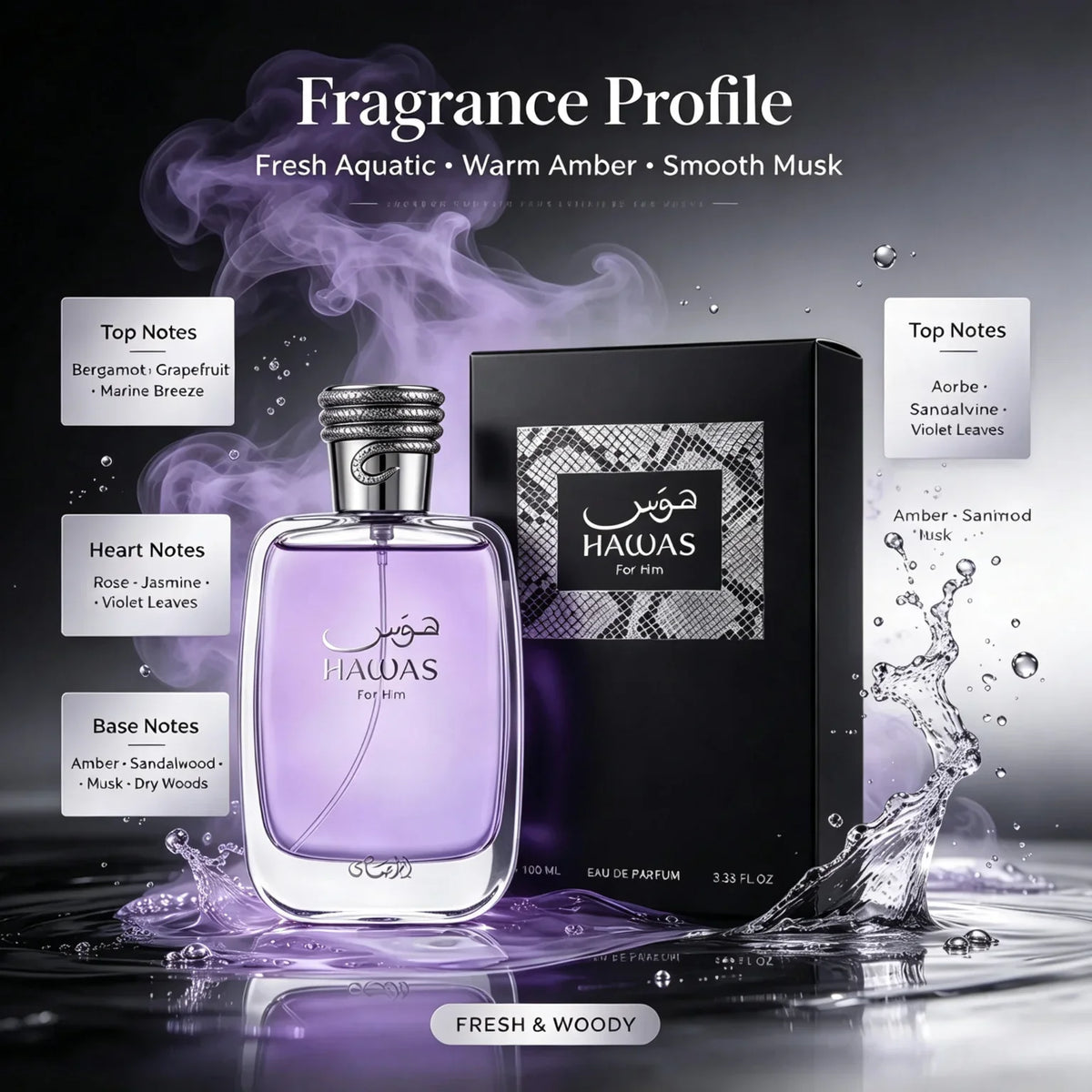 Rasasi Hawas Perfume Spray Ice Verde Thunder Lava Gold Eclat Kobra Long Lasting Eau de Parfum Scent For Men Women