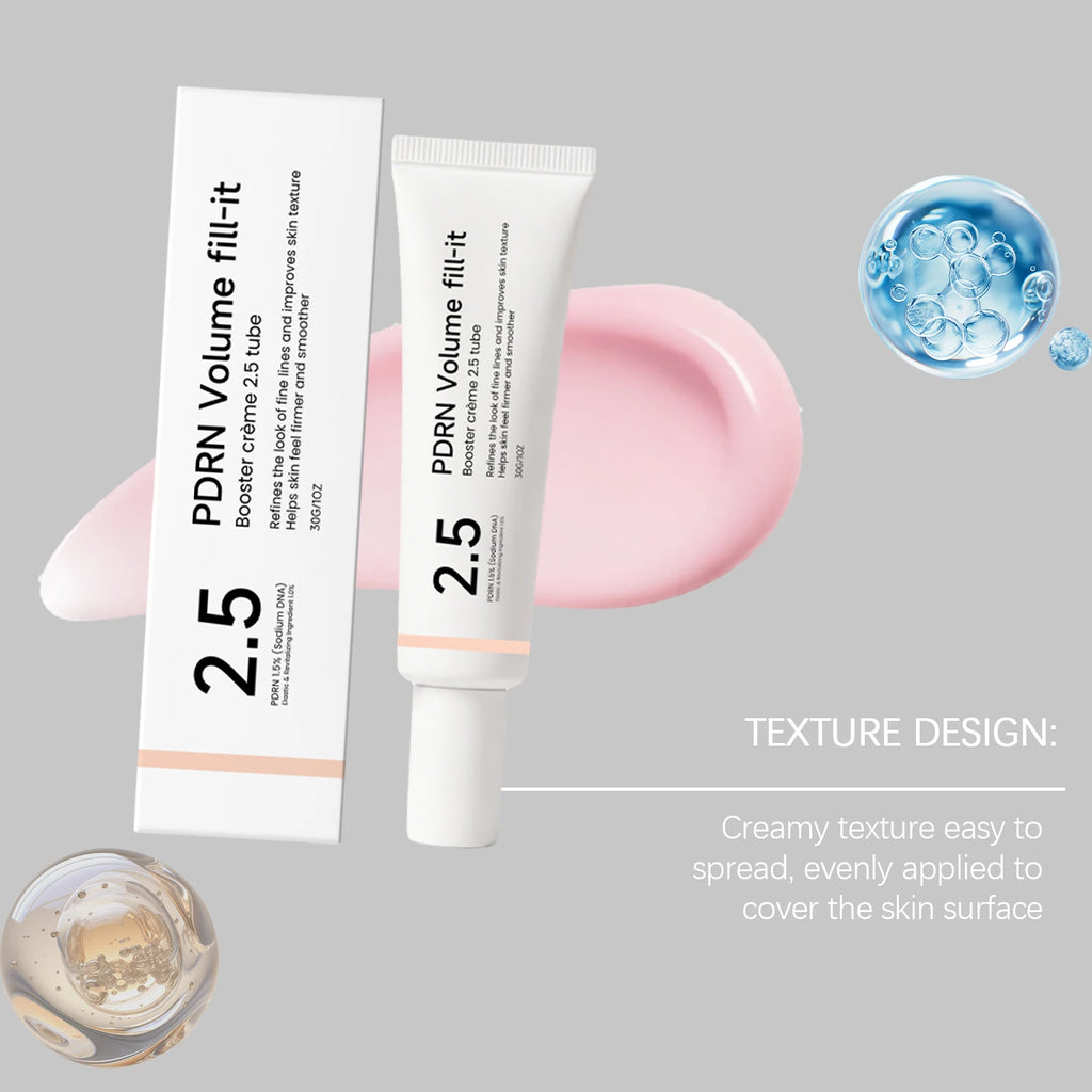 95% Sodium DNA PDRN Volume Fill-it Booster Neck&Facial Cream Adenosine Fine Lines Refining Cream Anti Aging Facial Moisturizer Skin Texture Smoothing Elasticity Restoring Barrier Repair Deep Hydrating Korean Skincare Tube 30g