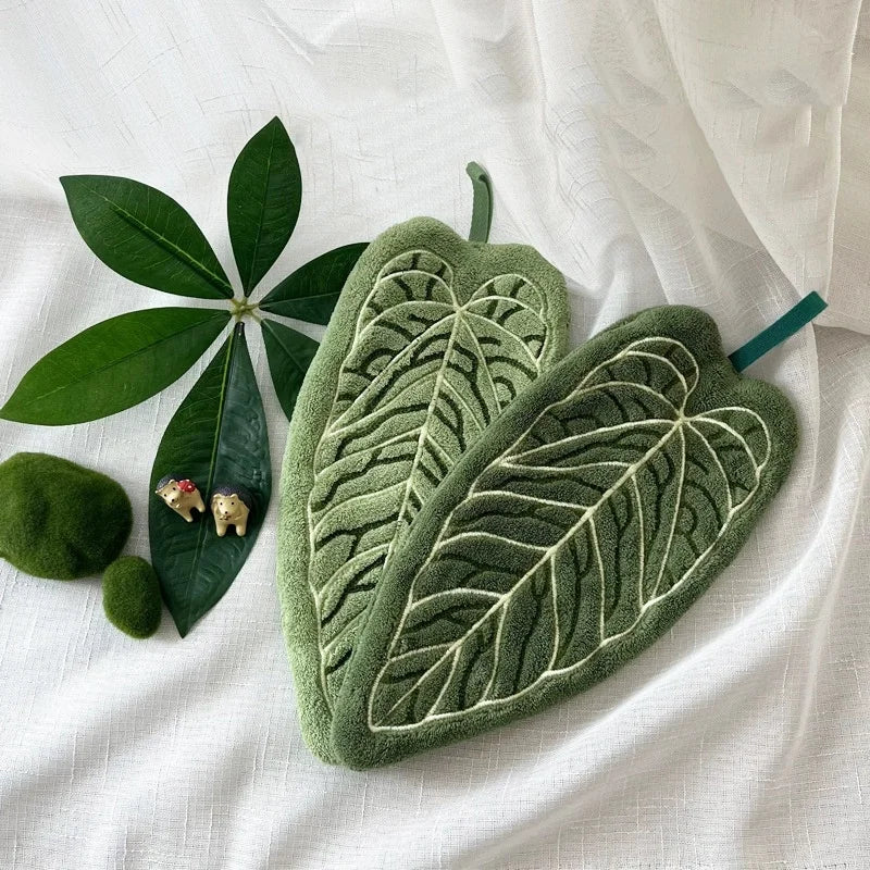 Plant Towels Ultra-Absorbent Quick-Dry Bathroom & Kitchen Towel - Tropical Leaf Design Hand/Thumb Towel with Hanging Loop
