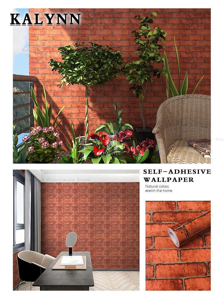 Brick Wallpaper Peel and Stick Self-Adhesive Wall Paper Grey Brick Contact Pape for Bedroom Living Room Decoration DIY Stickers
