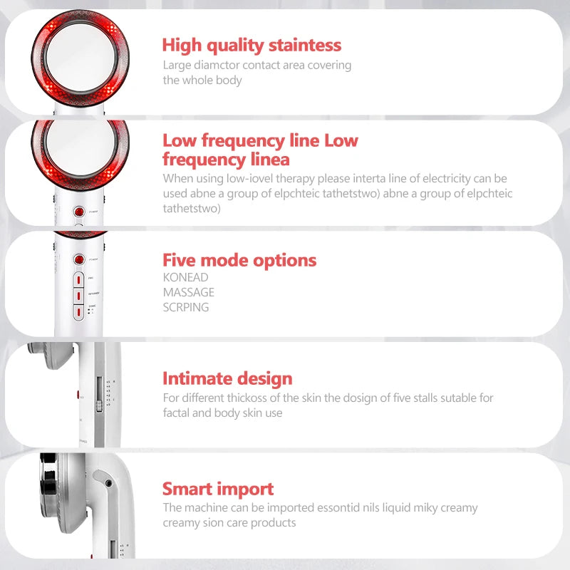 Face Reduction 3 In 1 EMS Infrared Ultrasonic Body Massager Anti Cellulite Fat Burner Weight Loss Infrared Slimming Machine