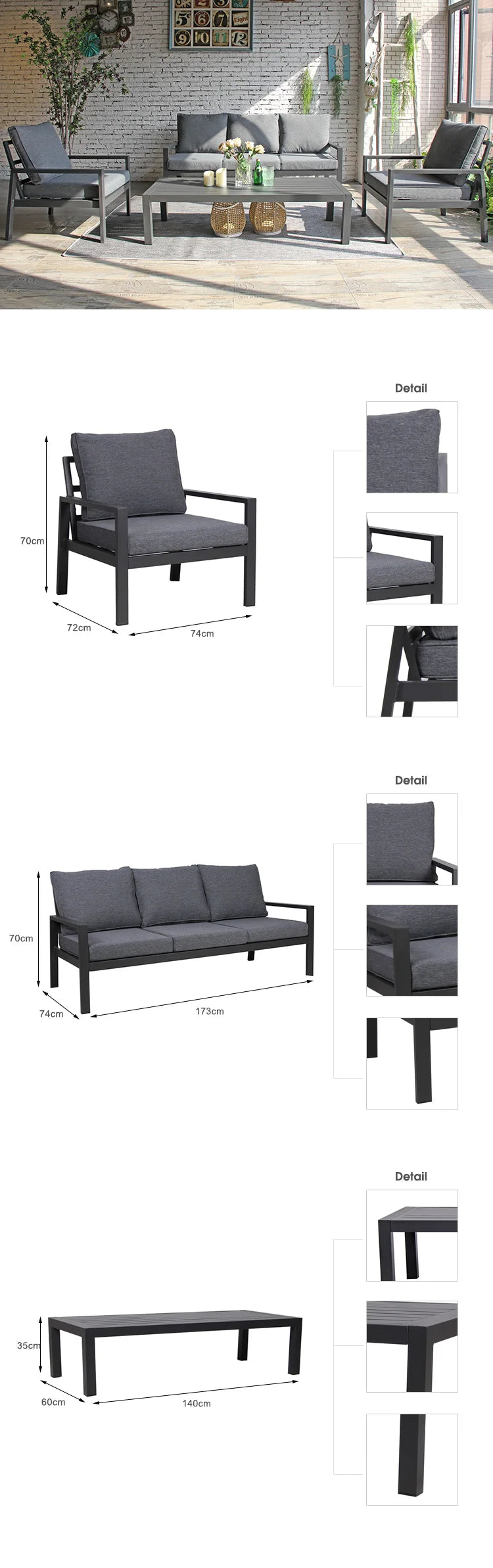 Modern outdoor garden furniture sofa set rope design for stylish indoor/outdoor use