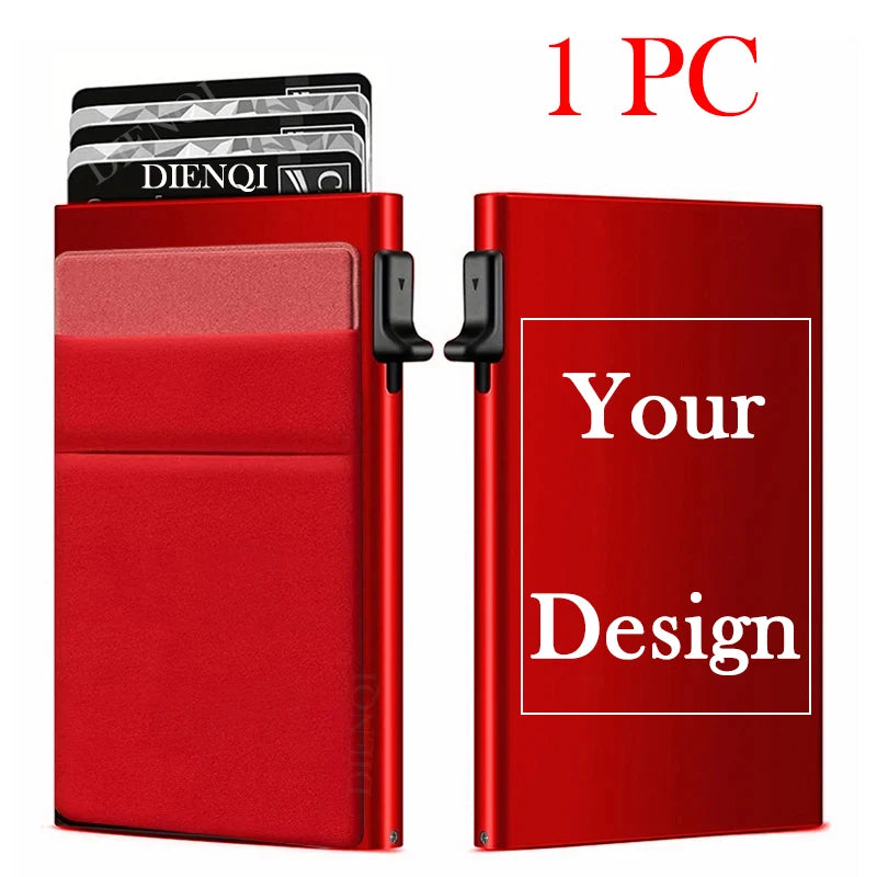 Engraved Rfid Credit Card Holder Smart Wallet Customized Slim Metal Pop Up Personalized Bank Cardholder Wallets for Men Women