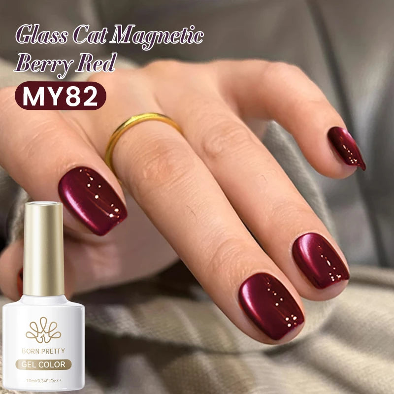BORN PRETTY 10ml Grey Glass Bead Cat Magnetic Gel Nail Polish Black Nails Nail Art Manicure Semi Permanent Soak Off UV Gel